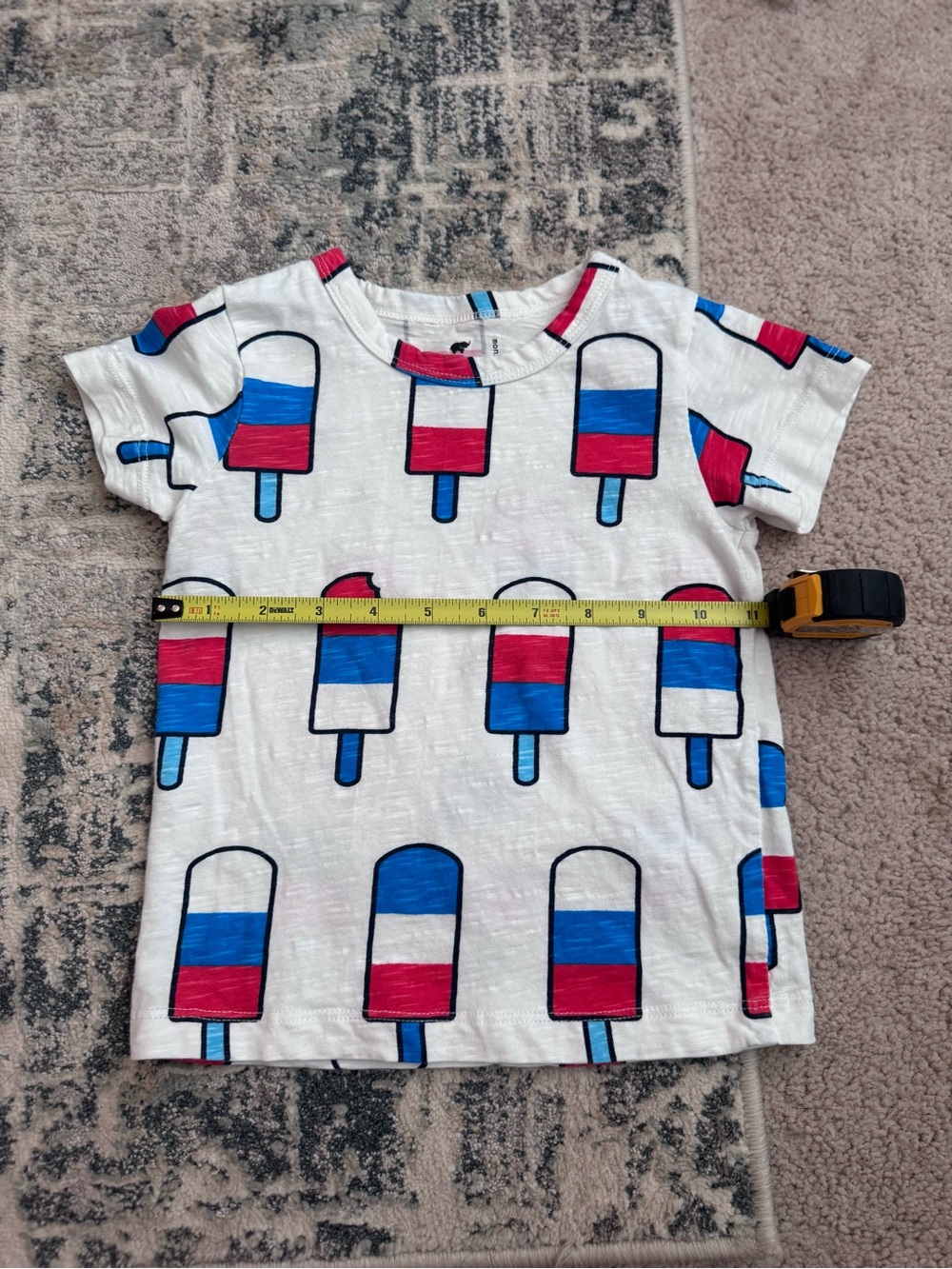 Kids White Popsicle Graphic Tee with Red & Blue Accents